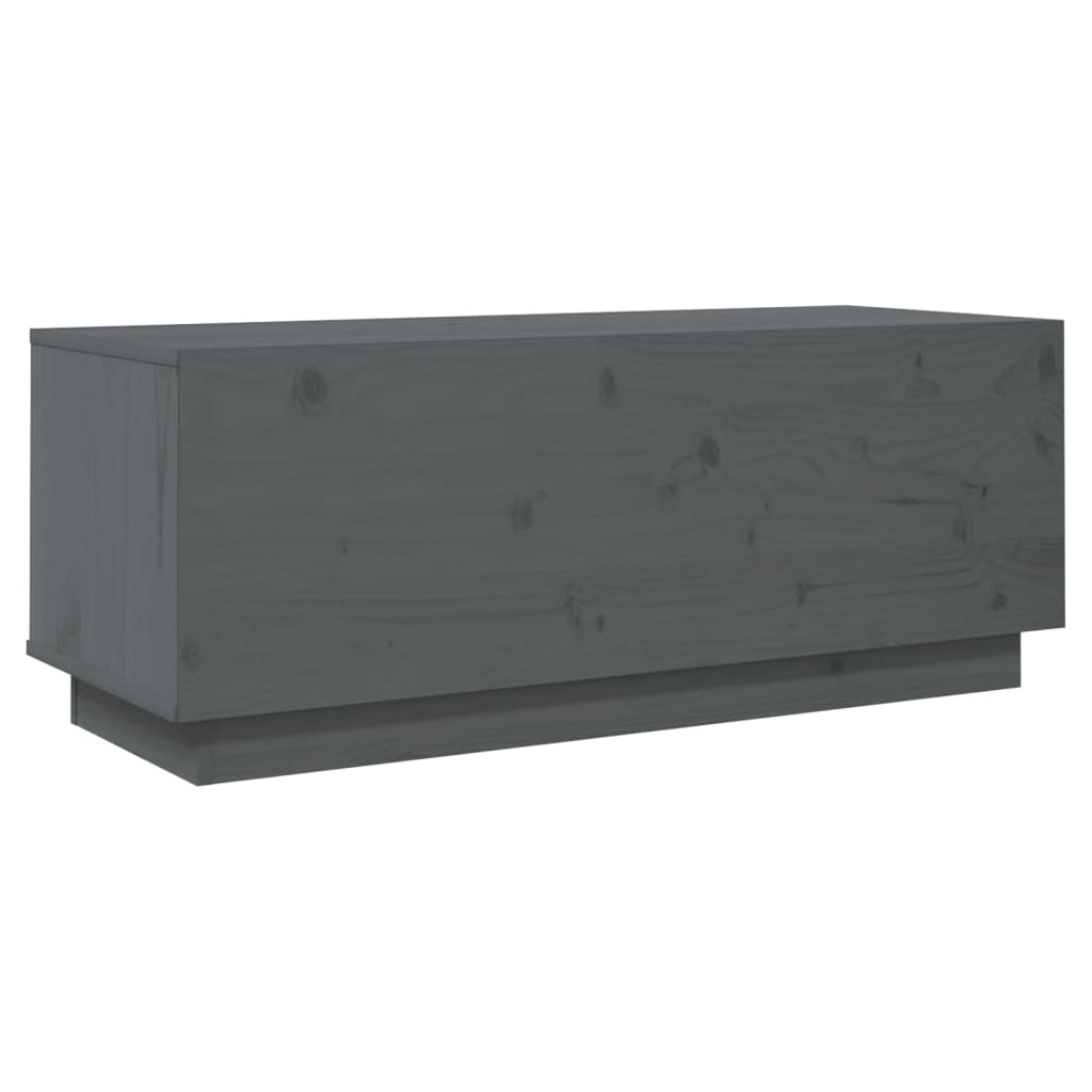 szürke tömör fenyőfa TV-szekrény 90 x 35 x 35 cm