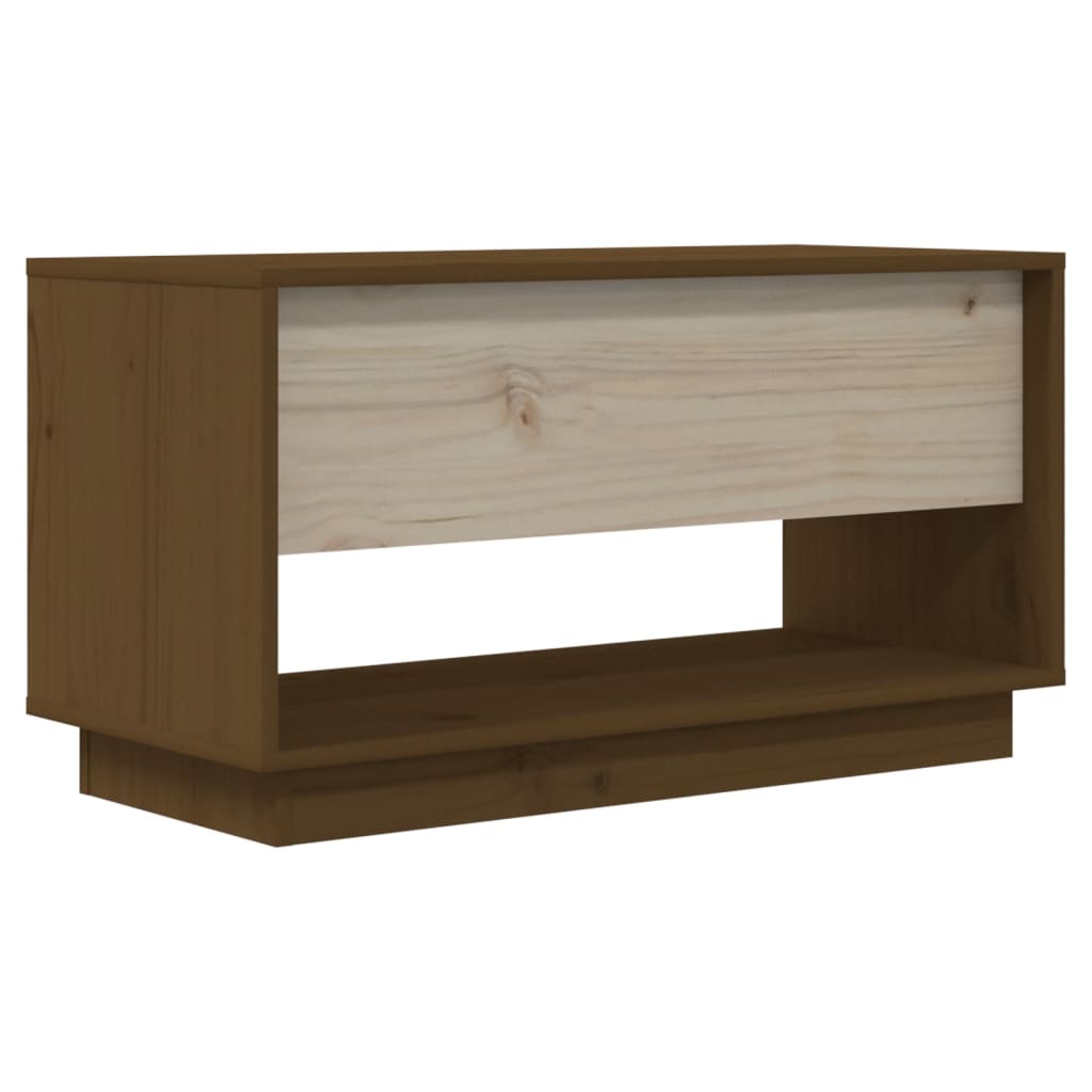 mézbarna tömör fenyőfa TV-szekrény 74 x 34 x 40 cm