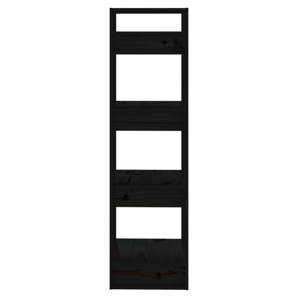 fekete tömör fenyőfa könyvszekrény/térelválasztó 41x35x125 cm