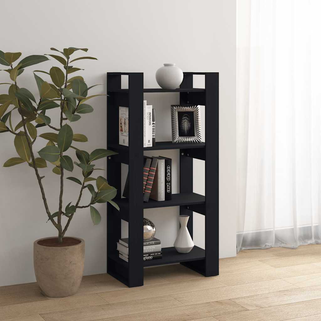 fekete tömör fa könyvszekrény/térelválasztó 60 x 35 x 125 cm