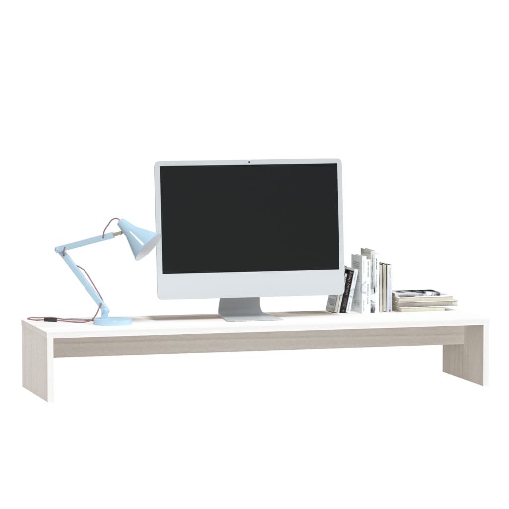 fehér tömör fenyőfa monitorállvány 100 x 27 x 15 cm