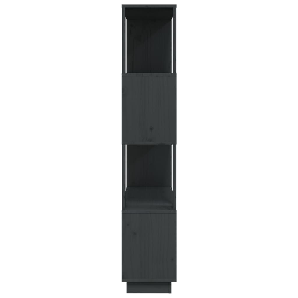 szürke tömör fenyőfa könyvszekrény/térelválasztó 80x25x132 cm