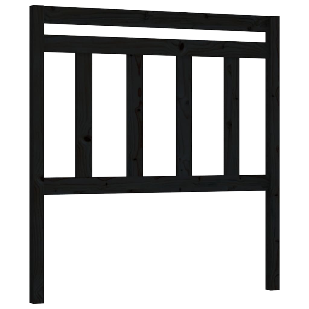 fekete tömör fenyőfa ágyfejtámla 106 x 4 x 100 cm