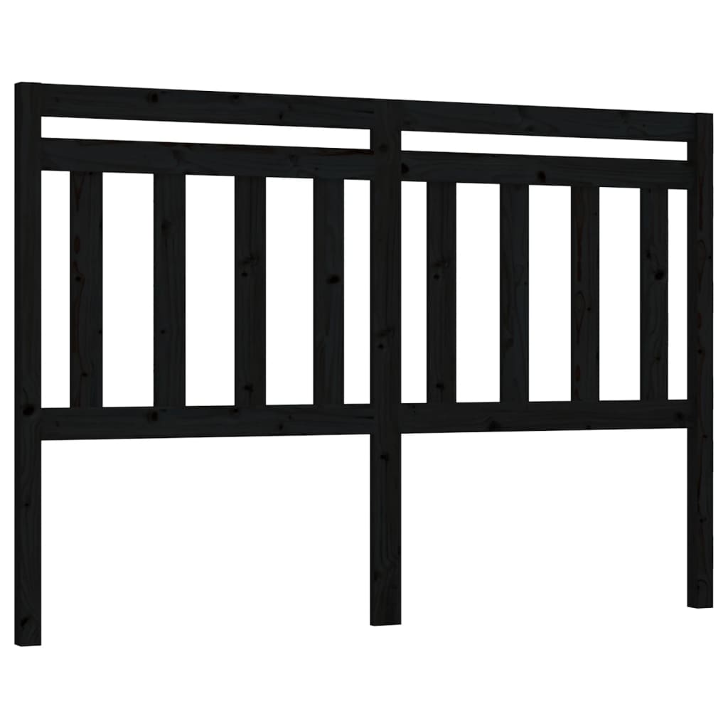fekete tömör fenyőfa ágyfejtámla 146 x 4 x 100 cm