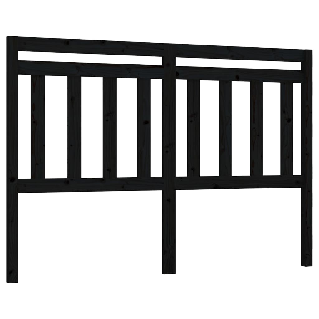 fekete tömör fenyőfa ágyfejtámla 166 x 4 x 100 cm