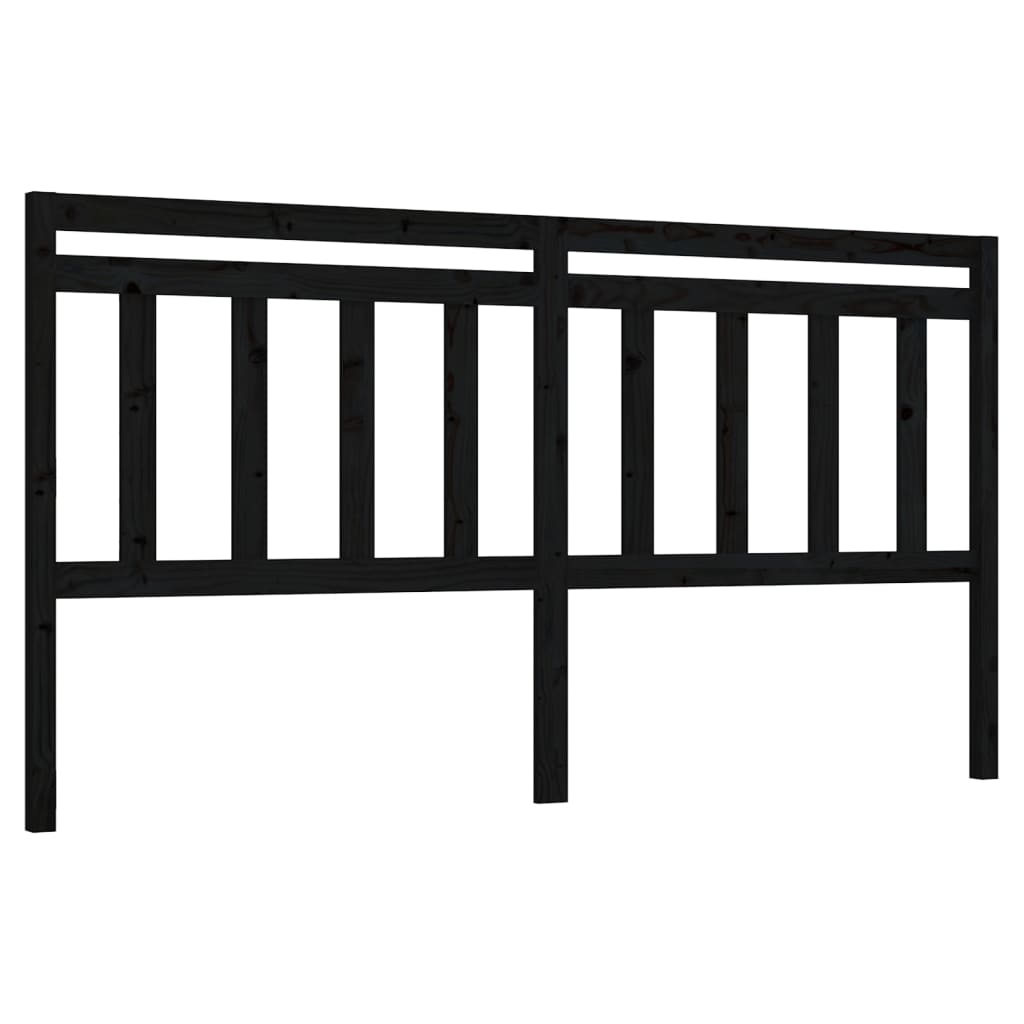 fekete tömör fenyőfa ágyfejtámla 206 x 4 x 100 cm