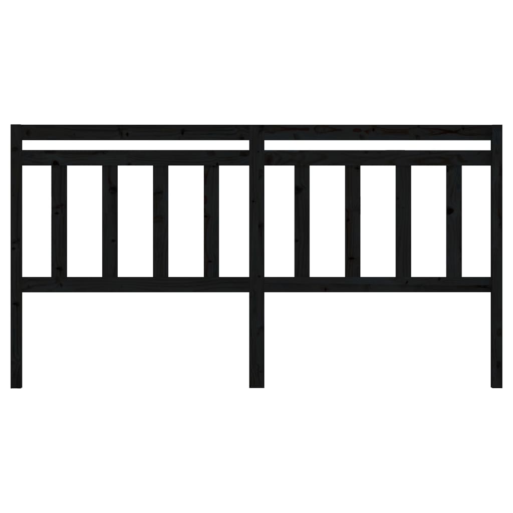 fekete tömör fenyőfa ágyfejtámla 206 x 4 x 100 cm