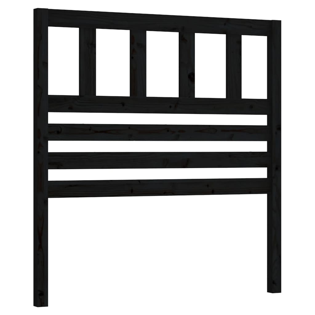 fekete tömör fenyőfa ágyfejtámla 96 x 4 x 100 cm