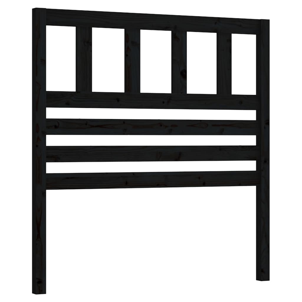 fekete tömör fenyőfa ágyfejtámla 106 x 4 x 100 cm