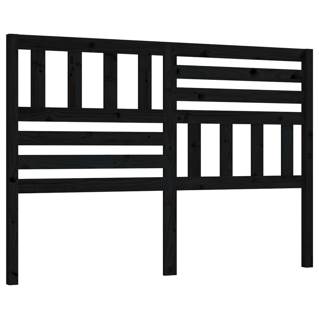 fekete tömör fenyőfa ágy fejtámla 146 x 4 x 100 cm