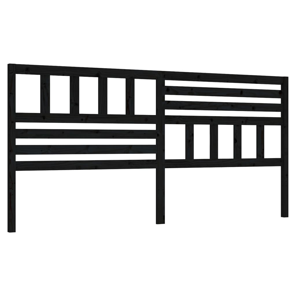 fekete tömör fenyőfa ágyfejtámla 206 x 4 x 100 cm