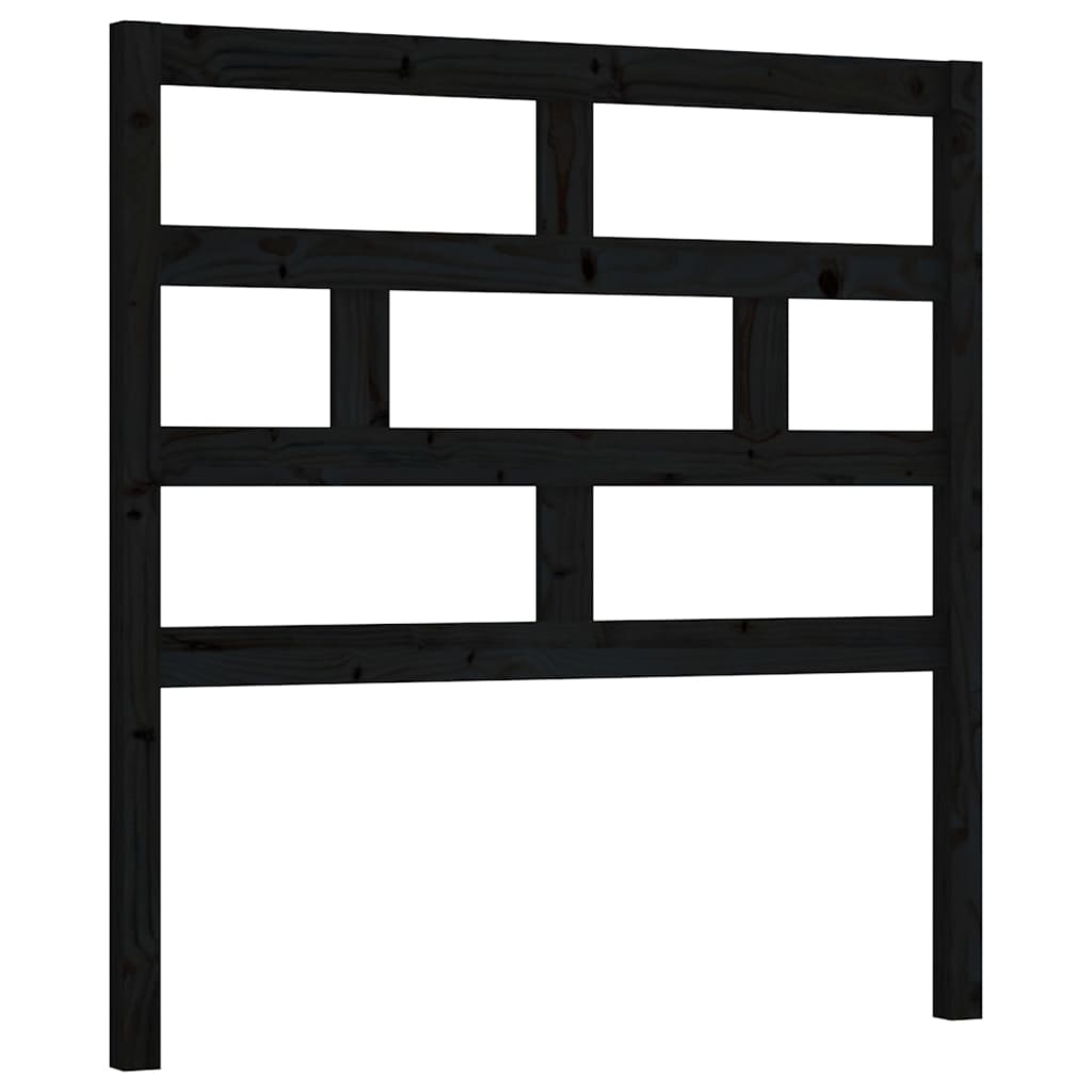 fekete tömör fenyőfa ágyfejtámla 81 x 4 x 100 cm