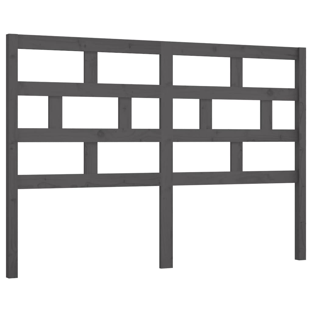 szürke tömör fenyőfa ágyfejtámla 126 x 4 x 100 cm