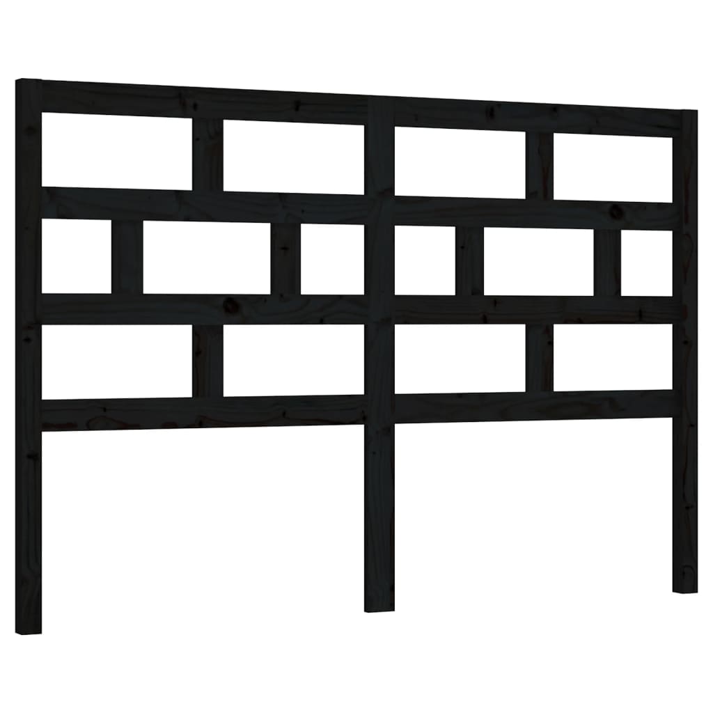 fekete tömör fenyőfa ágy fejtámla 141 x 4 x 100 cm