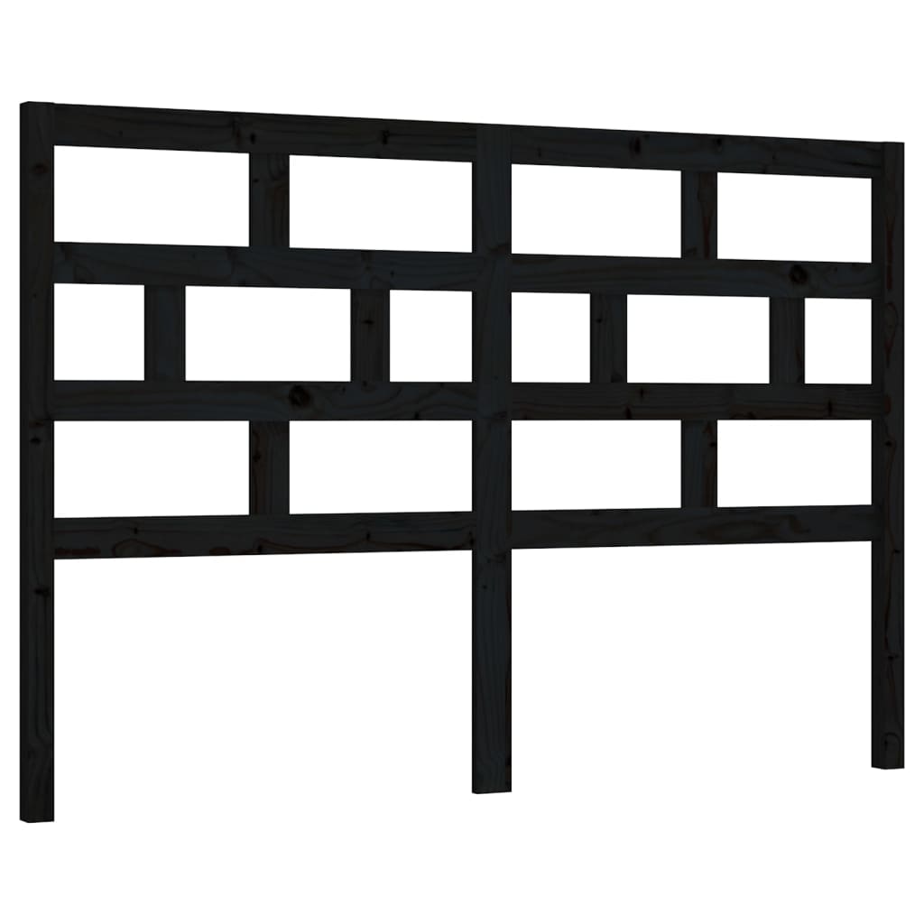 fekete tömör fenyőfa ágyfejtámla 156 x 4 x 100 cm