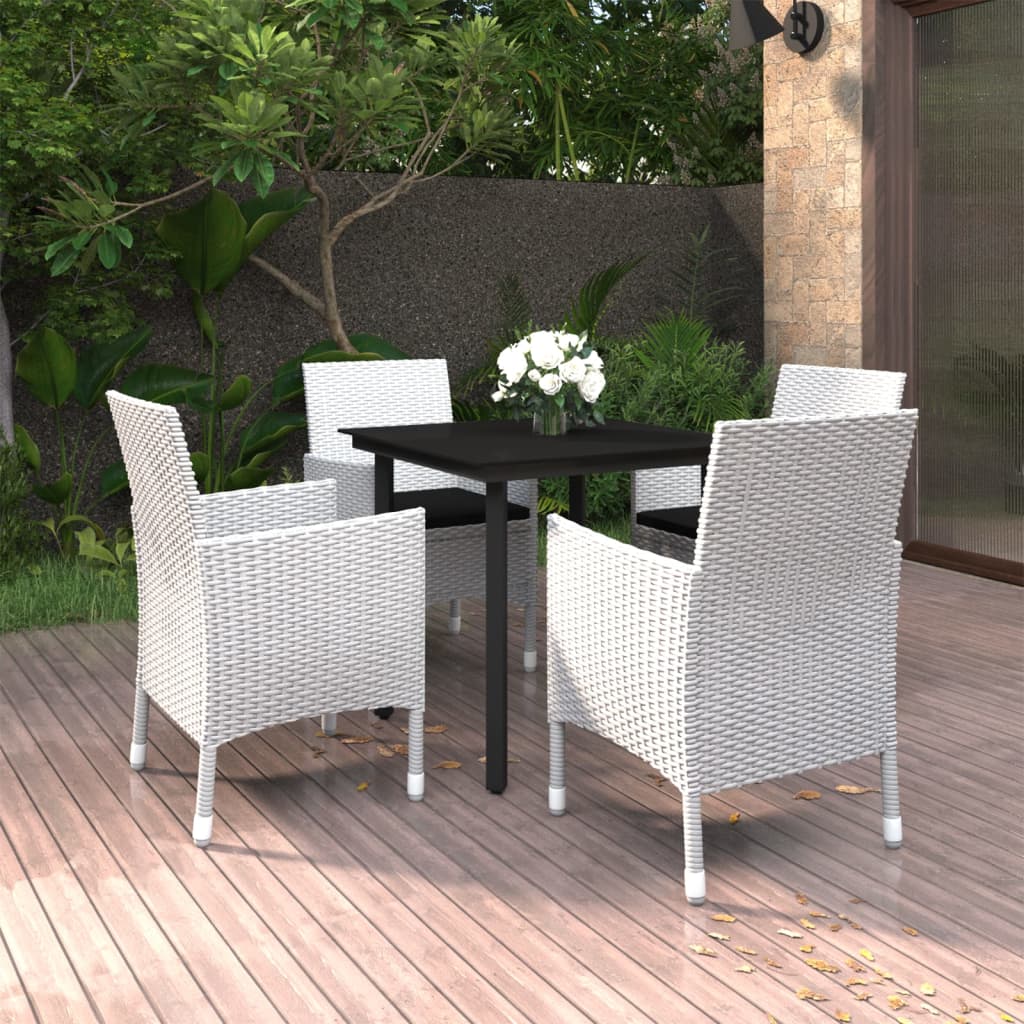 5 részes polyrattan és üveg kerti étkezőgarnitúra párnákkal