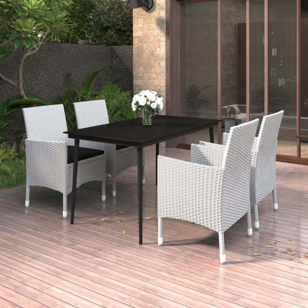 5 részes polyrattan és üveg kerti étkezőgarnitúra párnákkal