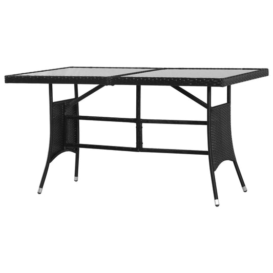 fekete polyrattan kerti asztal 140 x 80 x 74 cm