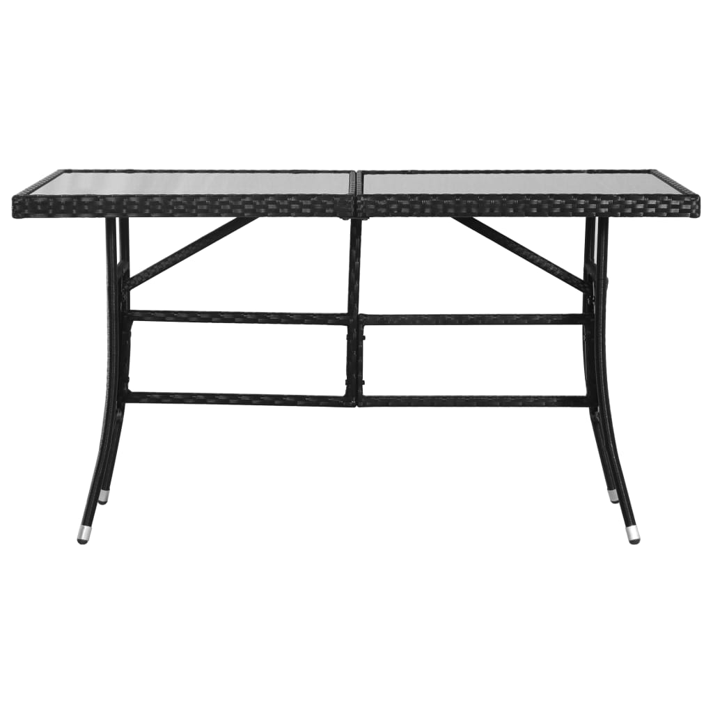 fekete polyrattan kerti asztal 140 x 80 x 74 cm