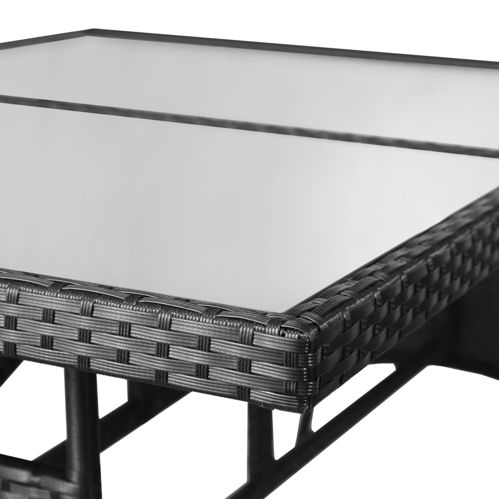 fekete polyrattan kerti asztal 140 x 80 x 74 cm