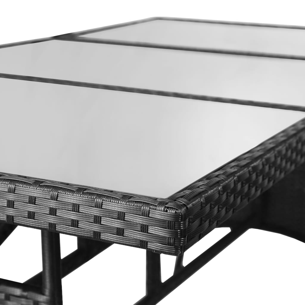 fekete polyrattan kerti asztal 170 x 80 x 74 cm