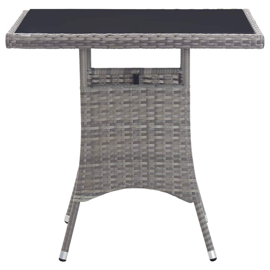 szürke polyrattan kerti asztal 80 x 80 x 74 cm