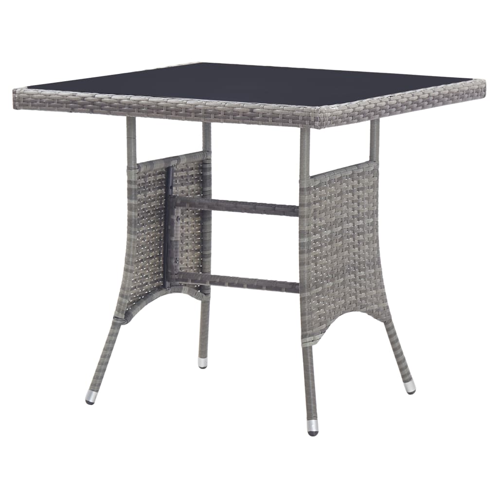 szürke polyrattan kerti asztal 80 x 80 x 74 cm