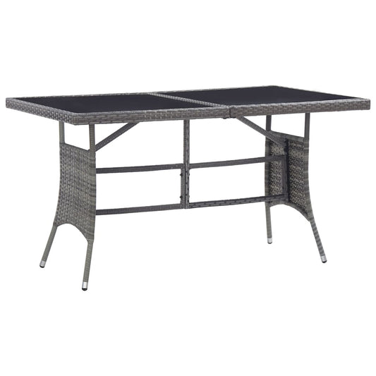 szürke polyrattan kerti asztal 140 x 80 x 74 cm