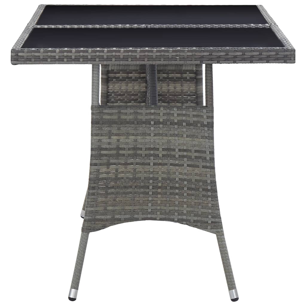 szürke polyrattan kerti asztal 140 x 80 x 74 cm