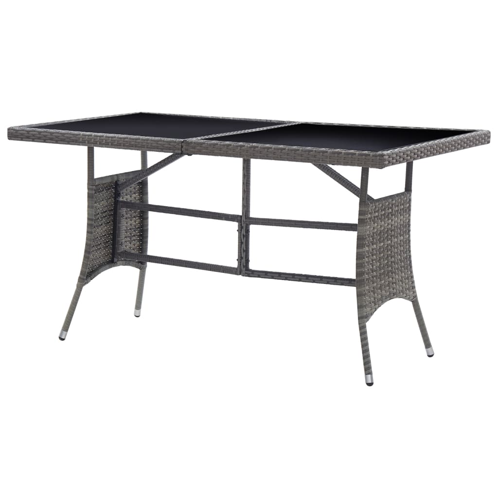 szürke polyrattan kerti asztal 140 x 80 x 74 cm