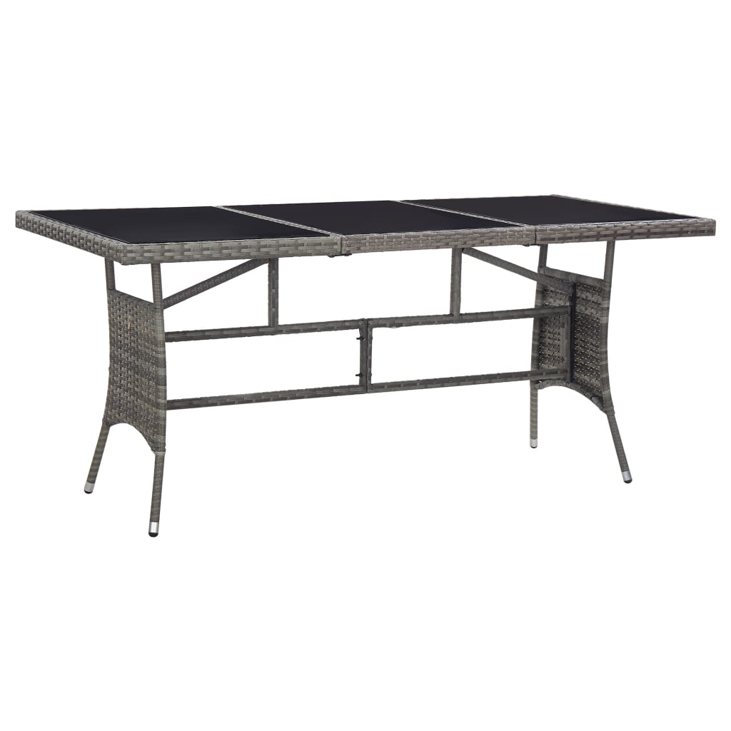 szürke polyrattan kerti asztal 170 x 80 x 74 cm