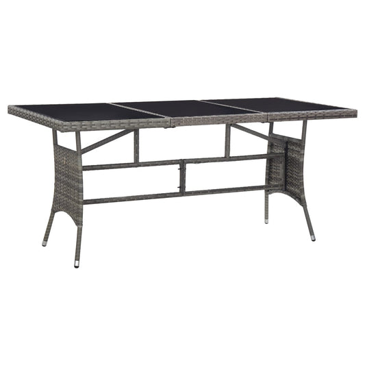 szürke polyrattan kerti asztal 170 x 80 x 74 cm