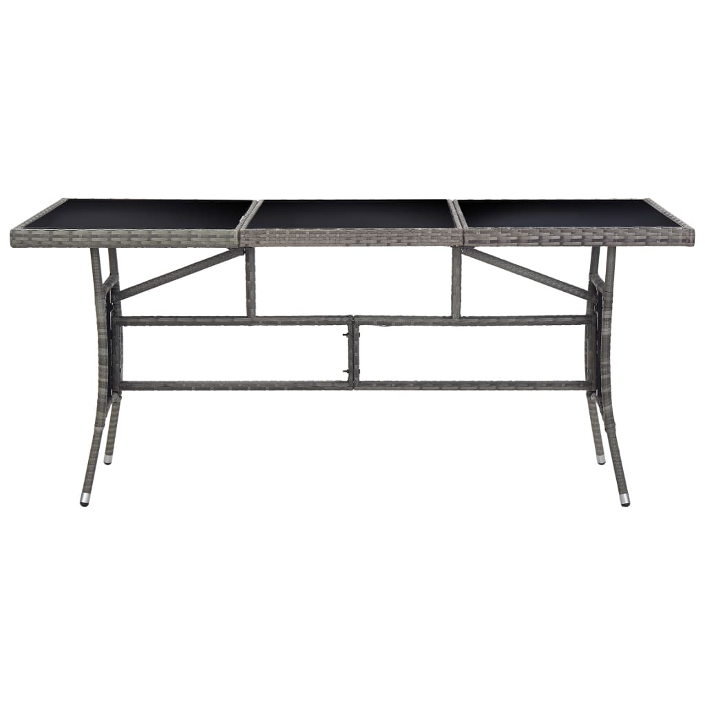 szürke polyrattan kerti asztal 170 x 80 x 74 cm
