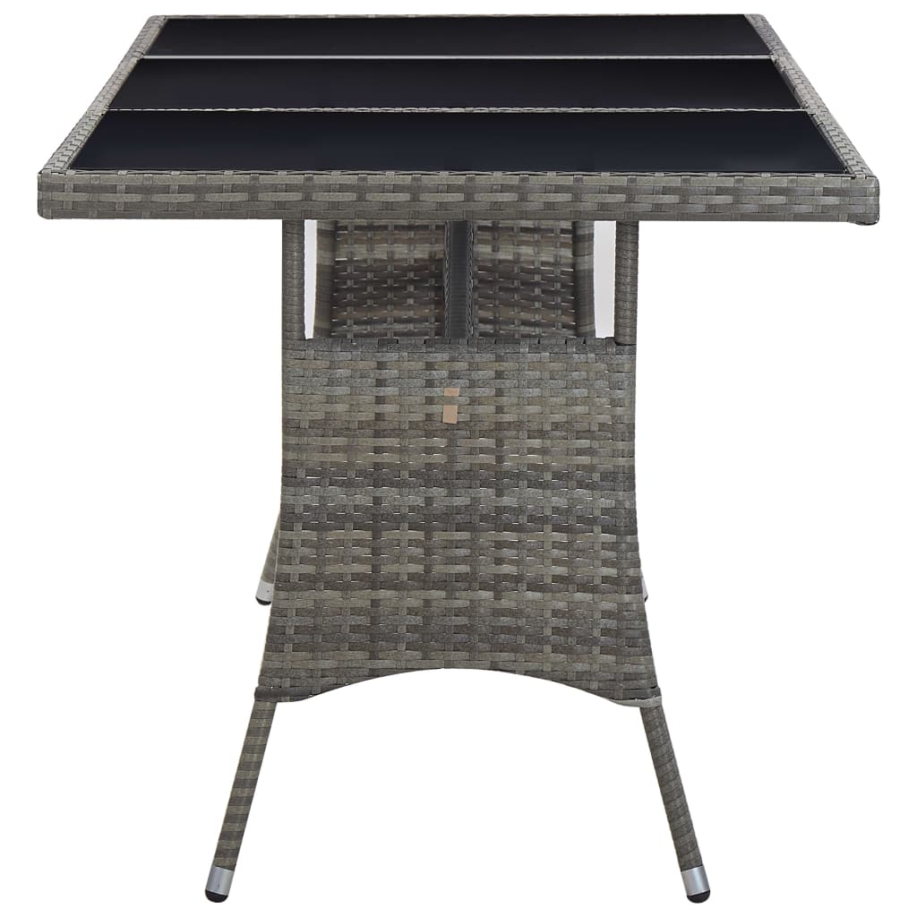 szürke polyrattan kerti asztal 170 x 80 x 74 cm