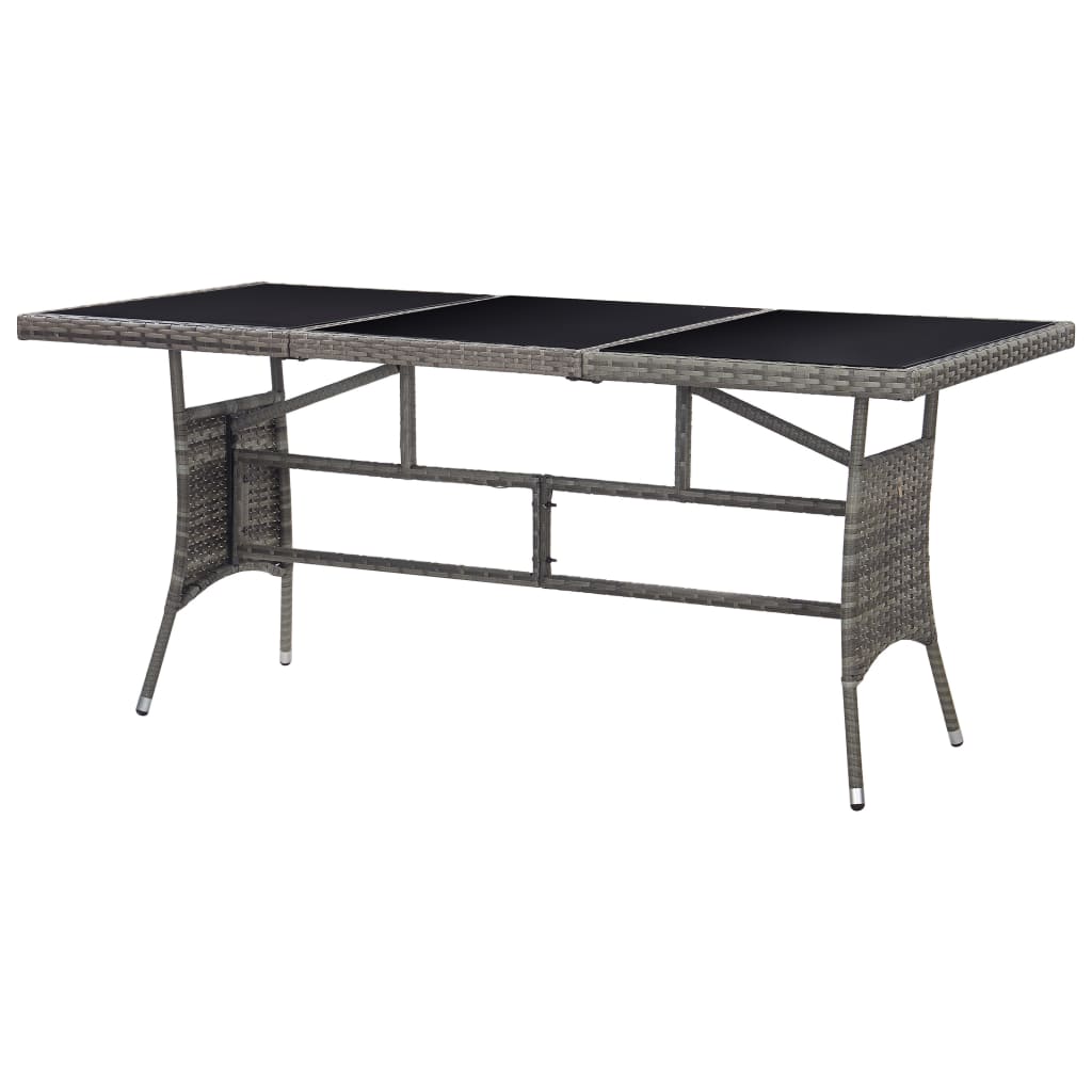 szürke polyrattan kerti asztal 170 x 80 x 74 cm
