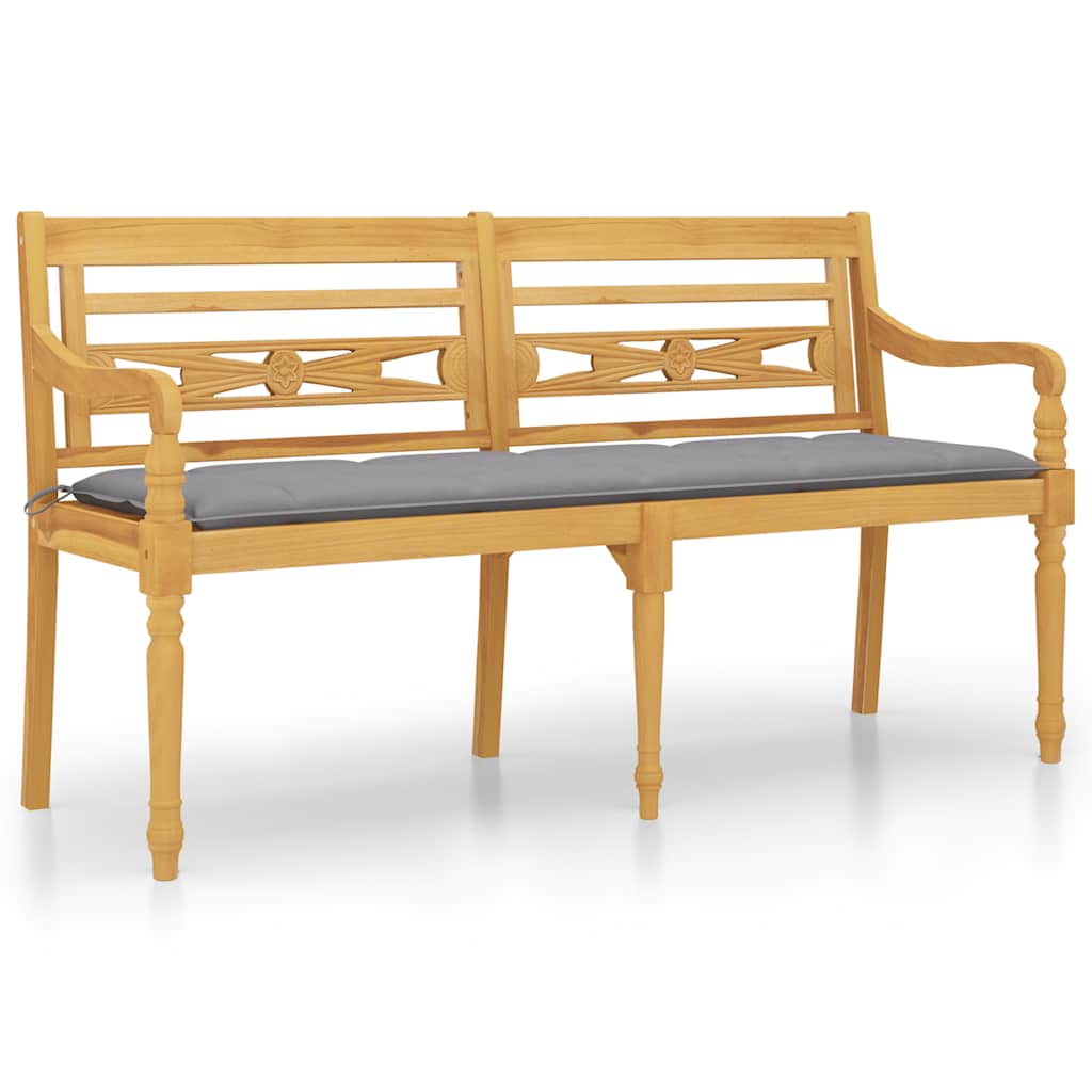 tömör tíkfa Batavia pad szürke párnával 150 cm