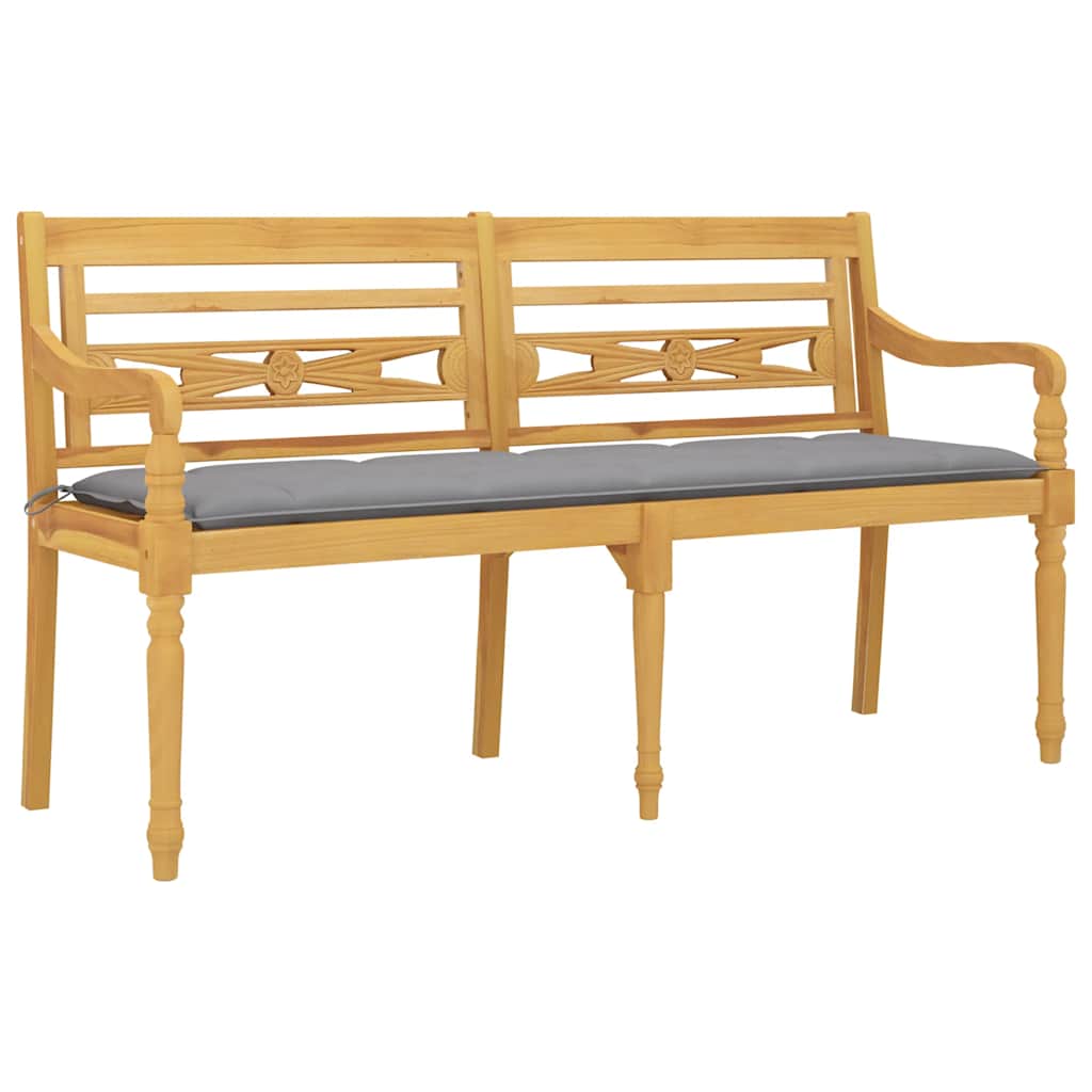 tömör tíkfa Batavia pad szürke párnával 150 cm