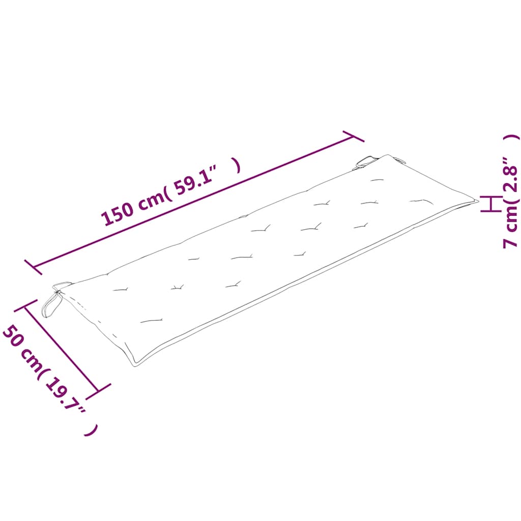 tömör tíkfa Batavia pad szürke párnával 150 cm