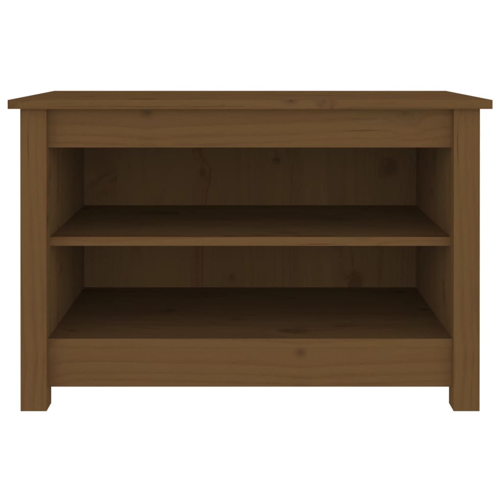 mézbarna tömör fenyőfa cipőtároló pad 70x38x45,5 cm