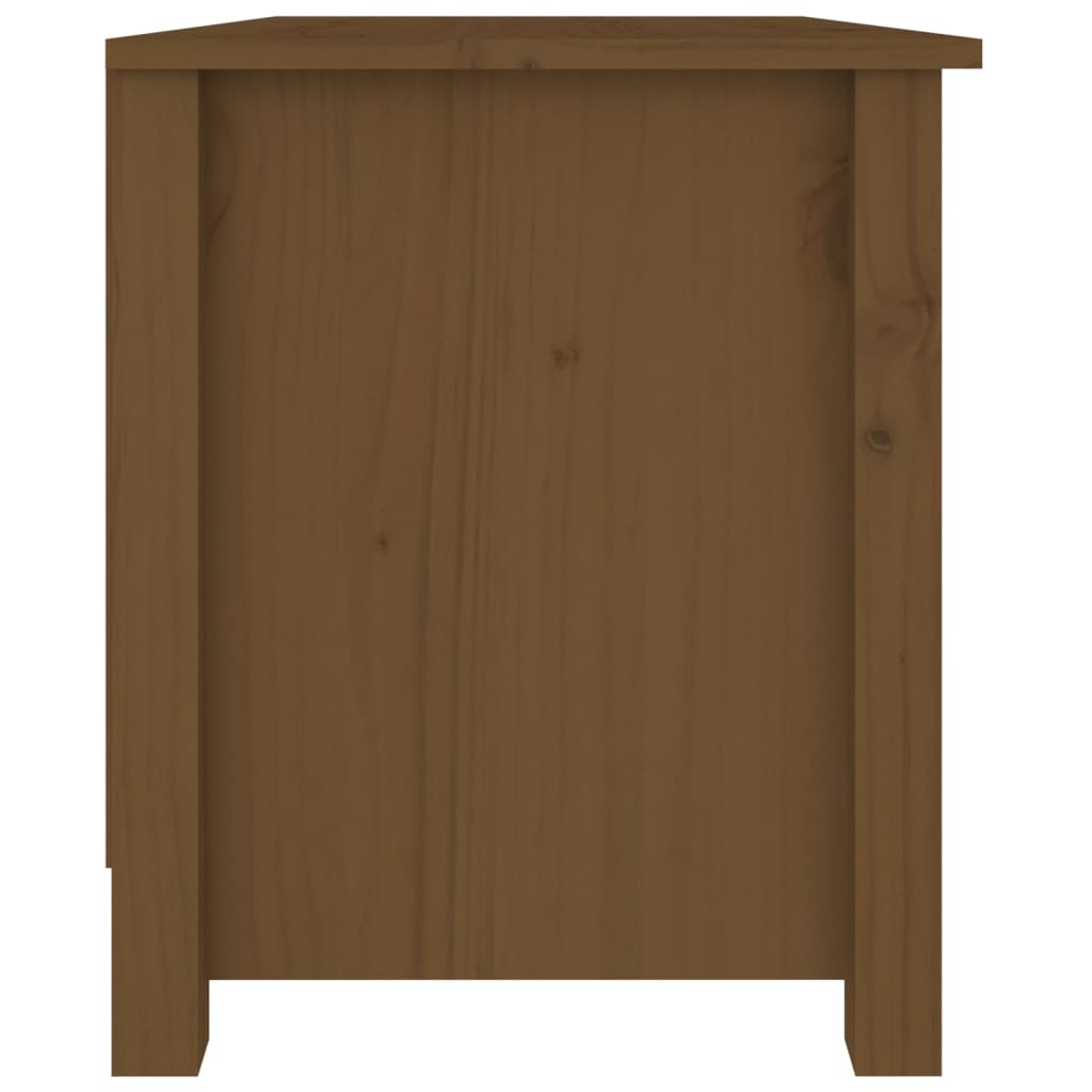 mézbarna tömör fenyőfa cipőtároló pad 70x38x45,5 cm