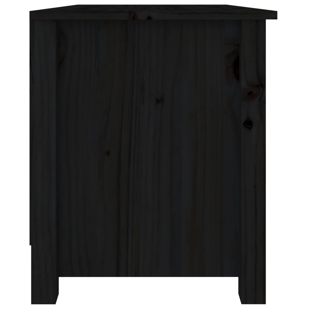 fekete tömör fenyőfa cipőtároló pad 70x38x45,5 cm