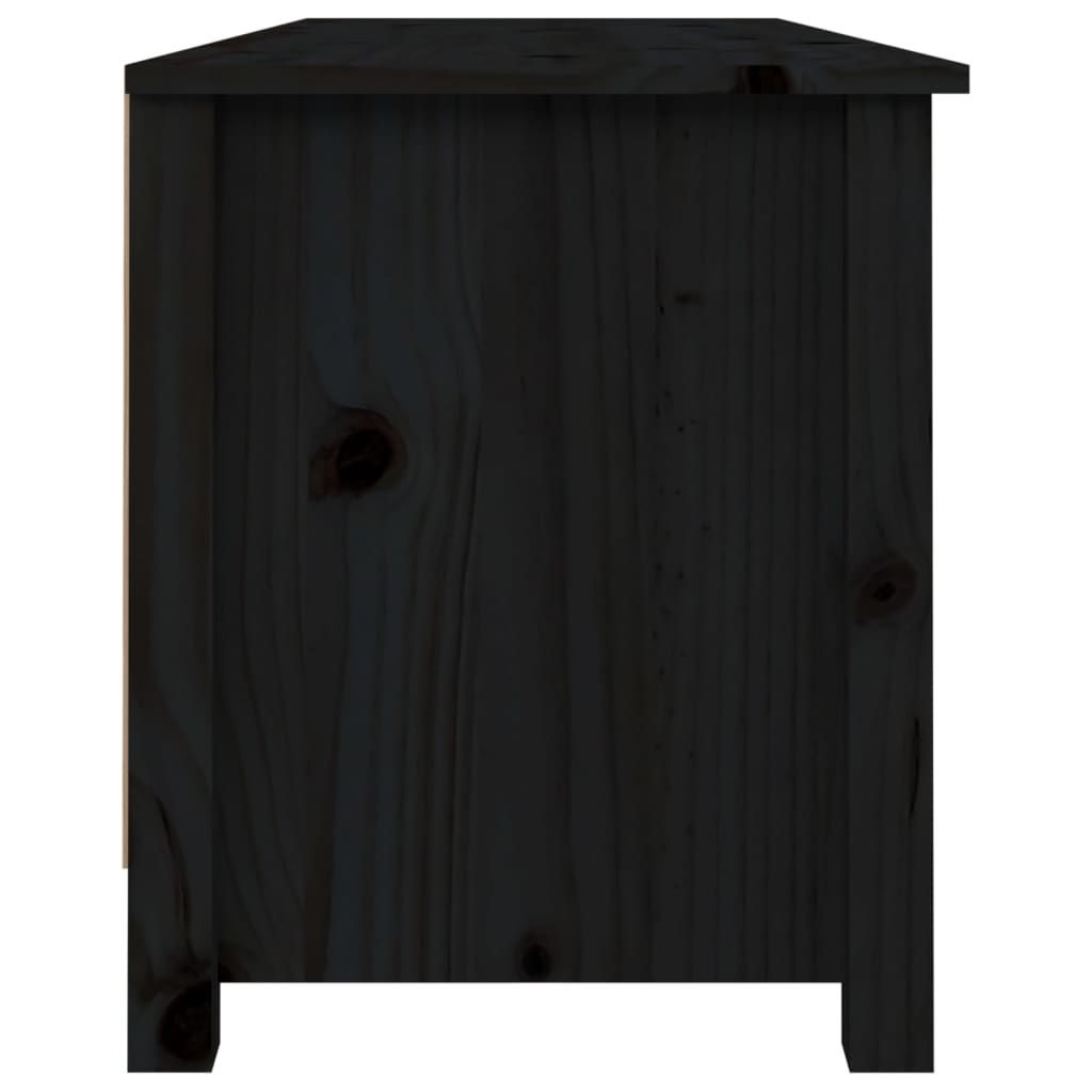 fekete tömör fenyőfa cipőtároló pad 110 x 38 x 45,5 cm