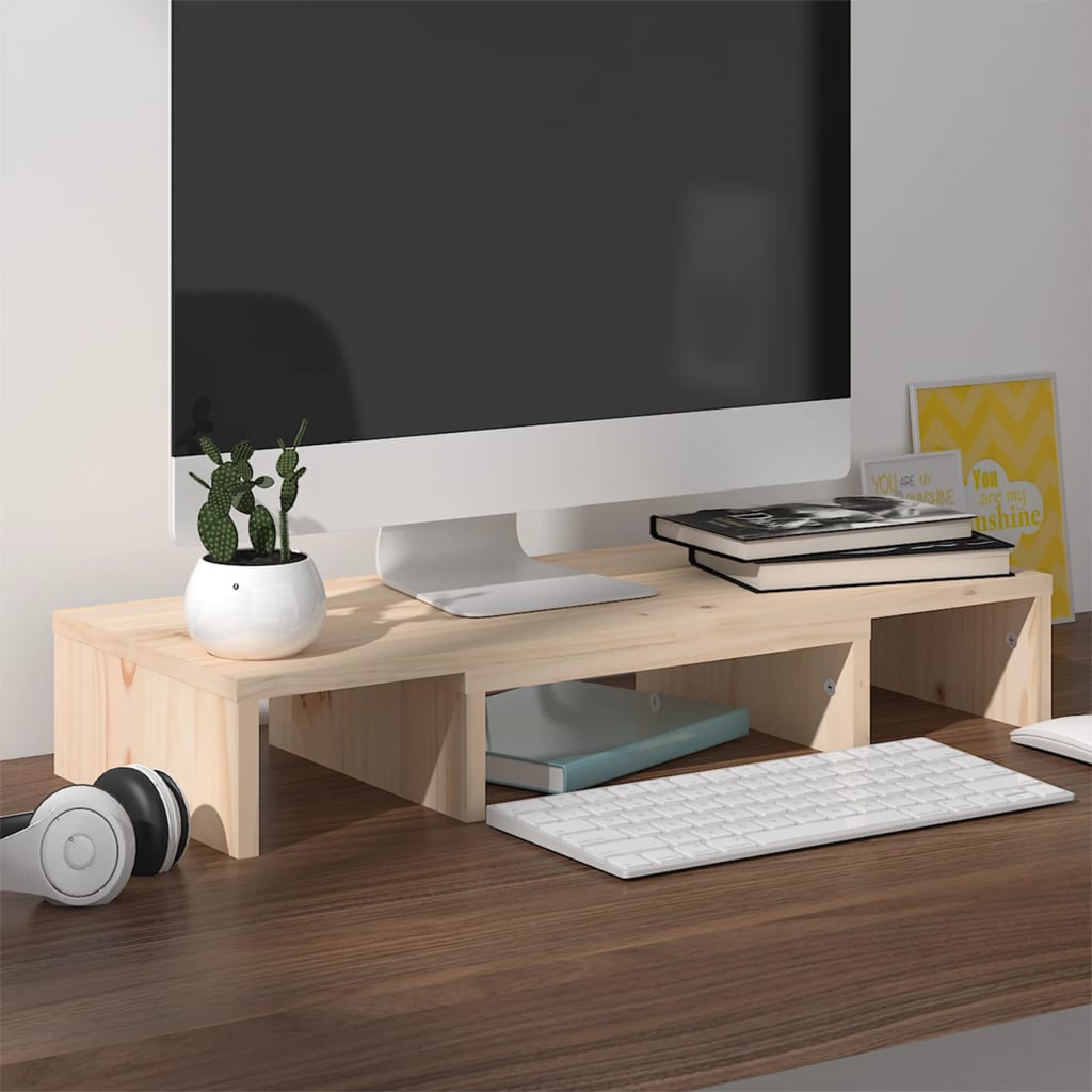 tömör fenyőfa monitorállvány 60 x 24 x 10,5 cm