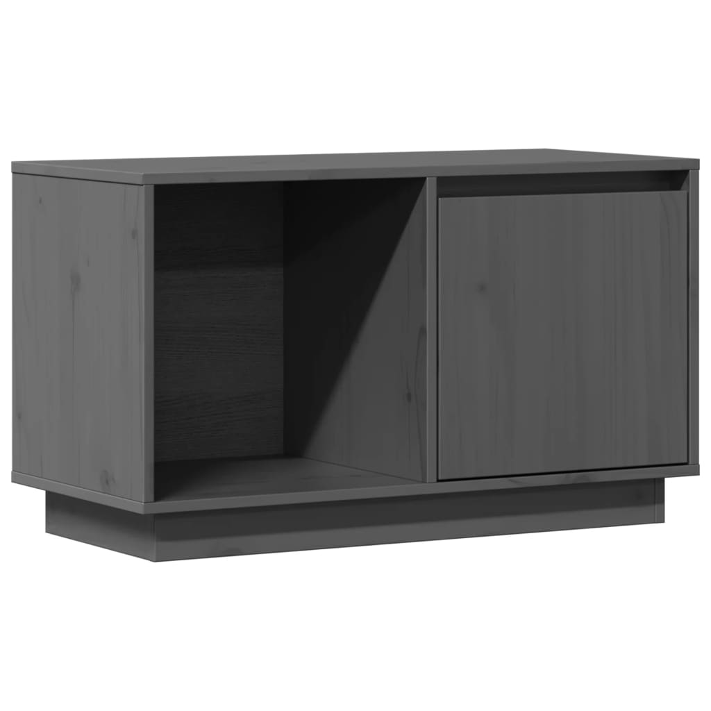 szürke tömör fenyőfa TV-szekrény 74x35x44 cm