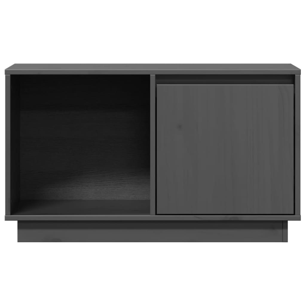 szürke tömör fenyőfa TV-szekrény 74x35x44 cm
