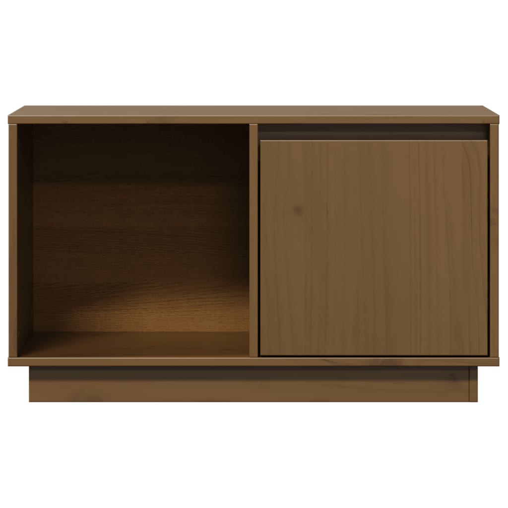 mézbarna tömör fenyőfa TV-szekrény 74x35x44 cm