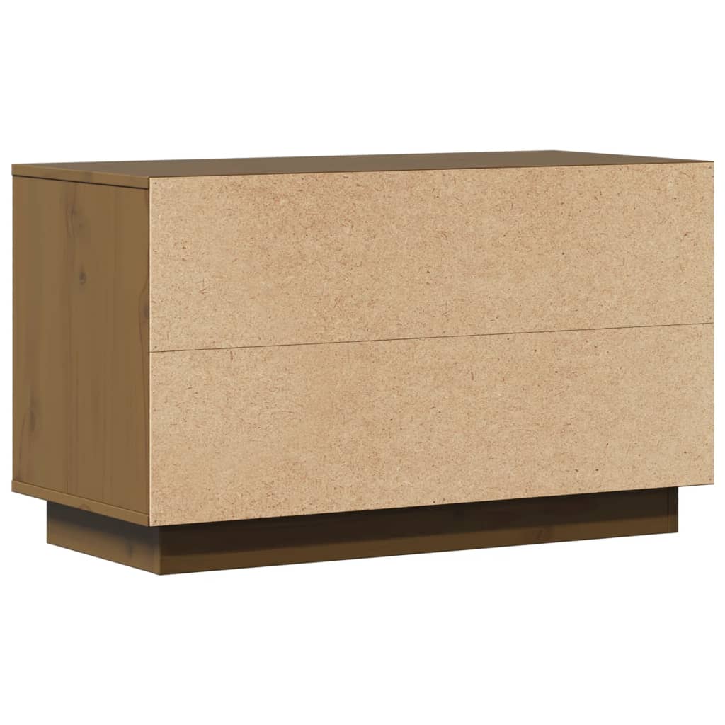 mézbarna tömör fenyőfa TV-szekrény 74x35x44 cm