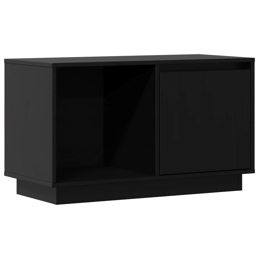 fekete tömör fenyőfa TV-szekrény 74x35x44 cm