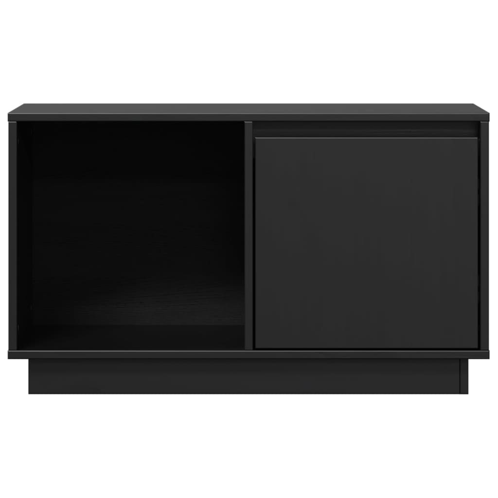 fekete tömör fenyőfa TV-szekrény 74x35x44 cm