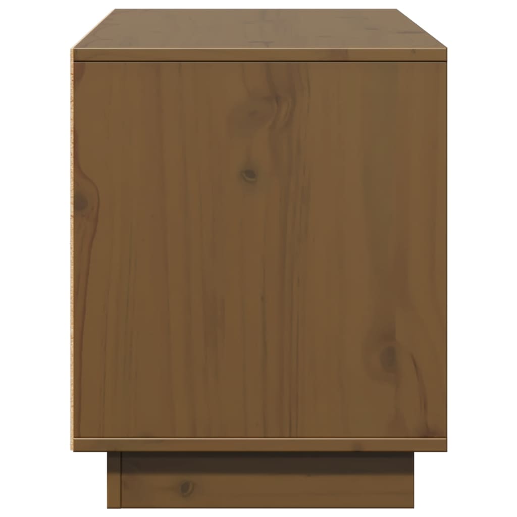 mézbarna tömör fenyőfa TV-szekrény 110,5x35x44 cm